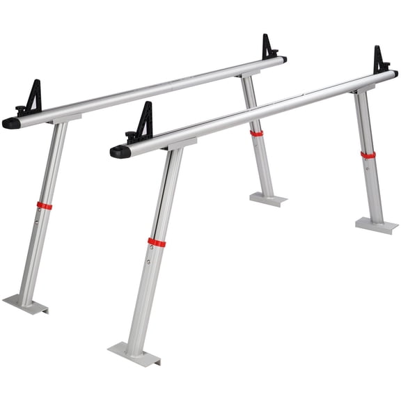 No-Drill Truck Rack System 800 lbs Capacity, C-Clamp Mount, Two-Bar Aluminum Set