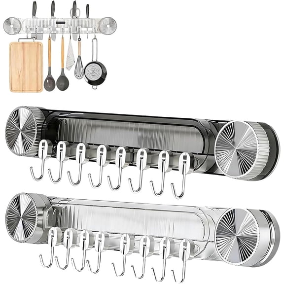 No-Drill Vacuum Hooks for Wall, Heavy Duty Stainless Steel Wall Mounted Hooks with Adjustable Spacing - No Hole Punching, Waterproof, Holds Towels, Backpacks & Kitchen Tools (Black, White)DSF