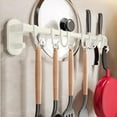 thumbnail image 1 of No-Drill Wall Mount Kitchen Utensil Holder, Adjustable Aluminum Hanging Rod for Pots and Spoons, Adhesive and Screw Included for Easy Installation(Beige B), 1 of 7