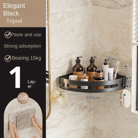 No-Drill Wall Mount Shower Shelf, Strong Adhesive Bathroom Organizer Rack for Shampoo, Towels and Toiletries Storage, Waterproof Bathroom Shelf