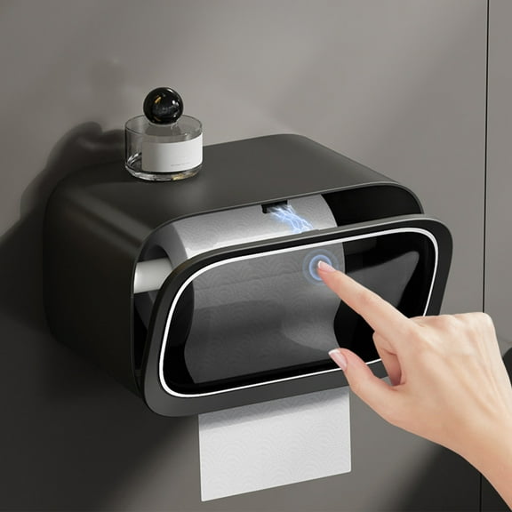 No-Drill Wall Mounted Bathroom Tissue Box, Multi-Functional Pull-Out Toilet Paper Organizer, Waterproof Paper Roll Holder