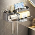 thumbnail image 1 of No-Drill Wall-Mounted Hair Dryer Holder with Storage Shelf - Durable Plastic Bathroom Organizer for Hair Dryers, Towels & Toiletries - Space-Saving Modern Design for Clutter-Free, 1 of 10