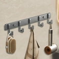 thumbnail image 1 of No-Drill Wall Mounted Hook Rail, Aluminum Alloy Adhesive & Screw Mount Hooks for Towels Coats Hats,- Bathroom Kitchen Tile Cabinet Door Storage Organizer (L), 1 of 6