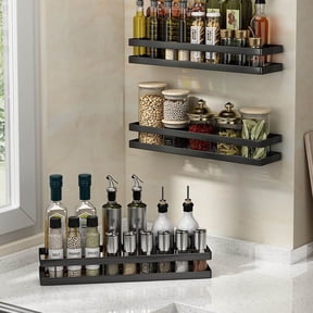 No-Drill Wall Mounted Shelf with Strong Adhesive for Multi- Installation, Multi-Purpose Storage Rack for Kitchen Bathroom and Living Room Organization Space-Saving Solution