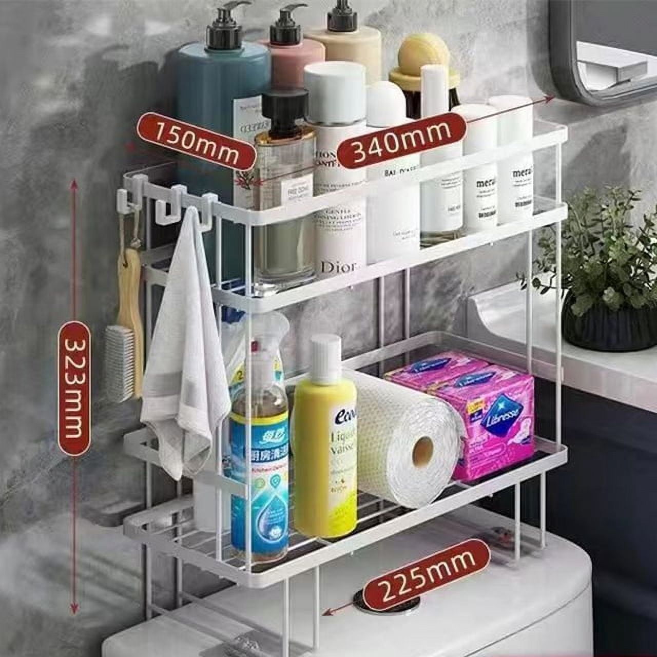 No Drill Wall Mounted Shelf for Bathroom, Above Over Toilet Rack ...