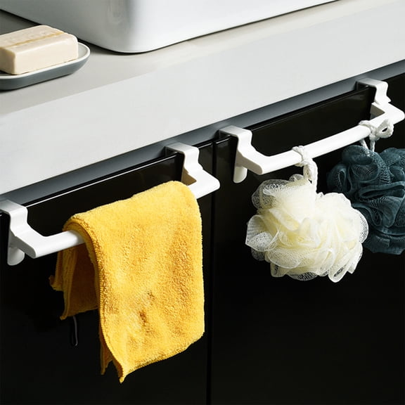 No-Drill Wall Mounted Towel Rack, 9.4 Inch Plastic Towel Bar for Bathroom, Kitchen, Adhesive Installation, Space Saving, White