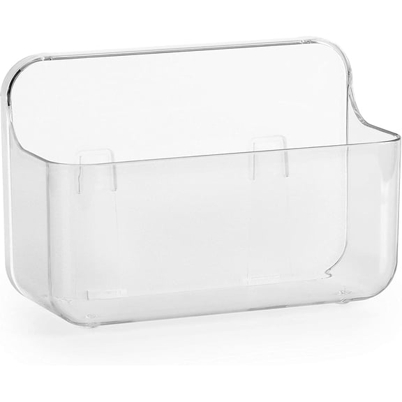 No-Drill Wall Organizer Bin – Clear Removable Adhesive Storage Box with Drain Holes, PET Plastic, Ideal for Small Items in Kitchen, Bathroom, Cabinet Door