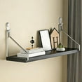 thumbnail image 1 of No Drill Wall Shelf Floating Wooden Shelves Adhesive Mount for Bedside Living Room Holds up to 30 lbs for Books Router Projector(Black), 1 of 6