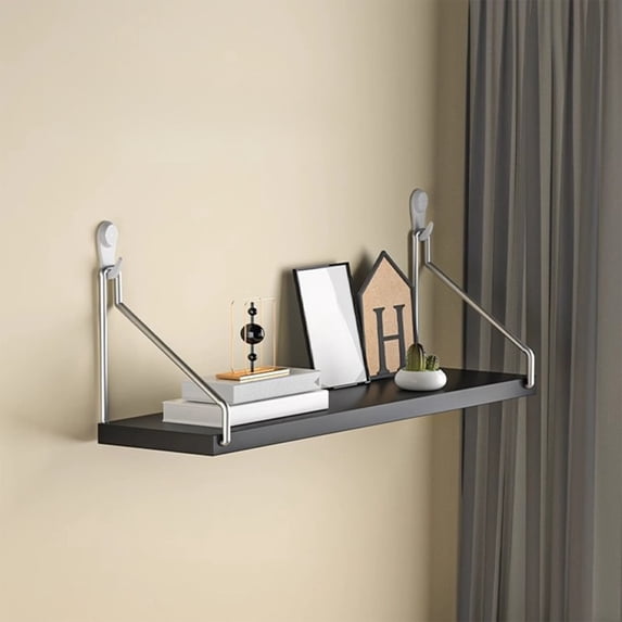 No-Drill Wall Shelf, Usavan Damage-Free Adhesive Wooden Wall-Mounted Shelf, 30x15cm Modern Storage Rack for Bedside Living Room Projector Router Books