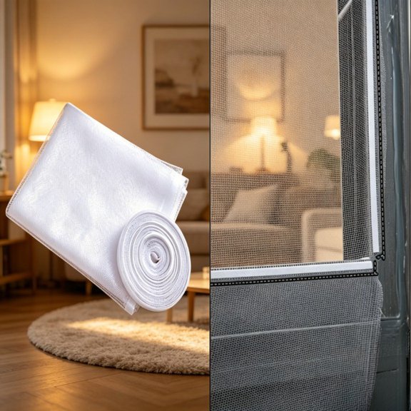 No-Drill Window Mesh Net 59x51 Inch Insect Screen with Adhesive Tape, Renters-Friendly Bug Protection, Easy to Remove and Reapply