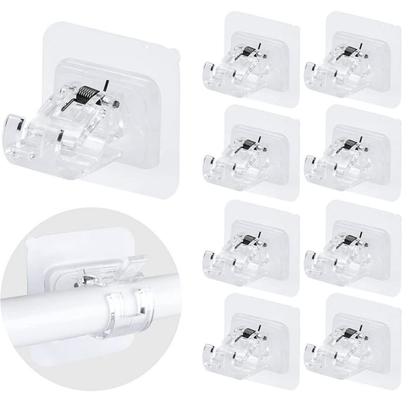 No Drilling Curtain Rod Brackets, 8 PCS Self Adhesive Hooks for Home Use
