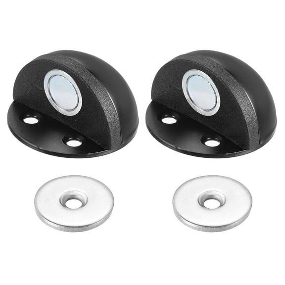 No Drilling Dome Shaped Magnet Door Stop for Home Office Bedroom Keep Door Open, Black 2 Pack