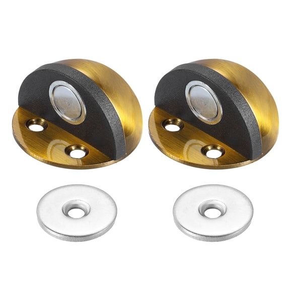 No Drilling Dome Shaped Magnet Door Stop for Home Office Bedroom Keep Door Open, Yellow Bronze 2 Pack