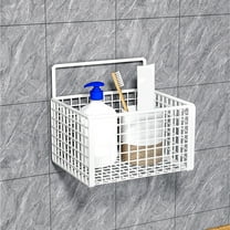 Meitianfacai Wall Mounted Storage Basket, Metal Organizer for Bathroom and Kitchen, Multi-Purpose Shelf for Toiletries and Spices (White)