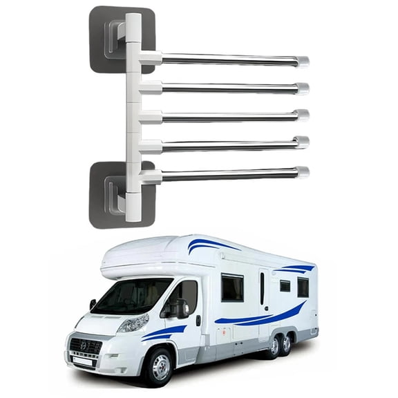 No-Drilling Rotatable Towel Rack With Suction Cup For RV Camper Plastic Stainless Steel Wall-Mounted Storage Rack Accessories ,Durable Material