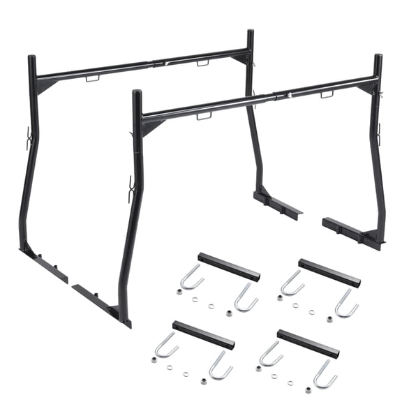 No Drilling Truck Ladder Rack, 49-74 Inch Adjustable Width Extendable Heavy Duty Cargo Rack, 800 Lbs Capacity for Ladder Kayak Surfboard Lumber Tents