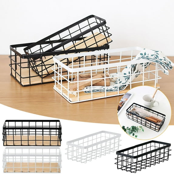 No Drilling Wall Hanging Mounted Metal Wire Baskets Kitchen Organization Storage, Clearance Sales