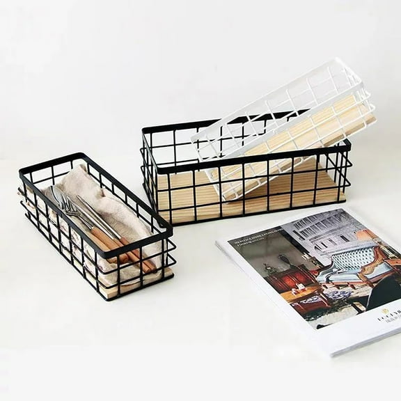 No Drilling Wall Hanging Mounted Metal Wire Baskets Kitchen Organization Storage, Storage&nbsp;&&nbsp;organization