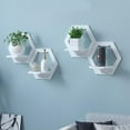 thumbnail image 1 of No Drilling Wall Mount Floating Shelf | White Plastic Display Rack for Plants Books & Home Decor | 29x29x21cm Modern Bedroom Kitchen Storage Solution, 1 of 7