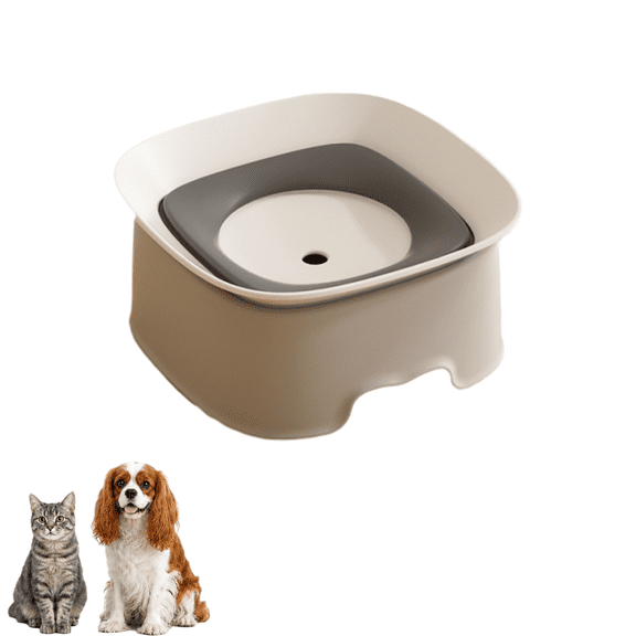 No Drip Dog Water Bowl Pet Drinking Feeding Dish,Anti Gulping Dog Water Bowl for Apartment Kitchen Living Room Home.(White)