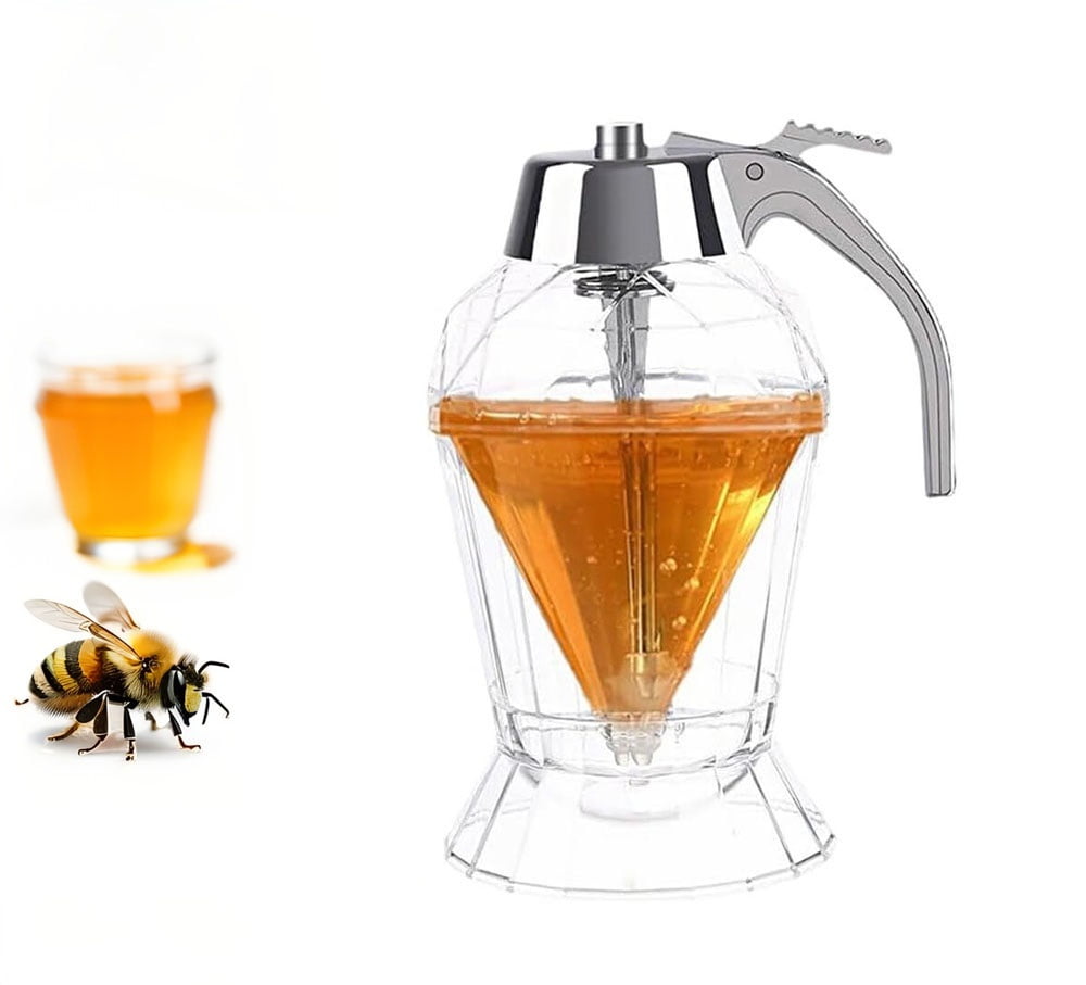 NoDrip Honey Dispenser Upgraded Honey Jar with Stand, Elegant