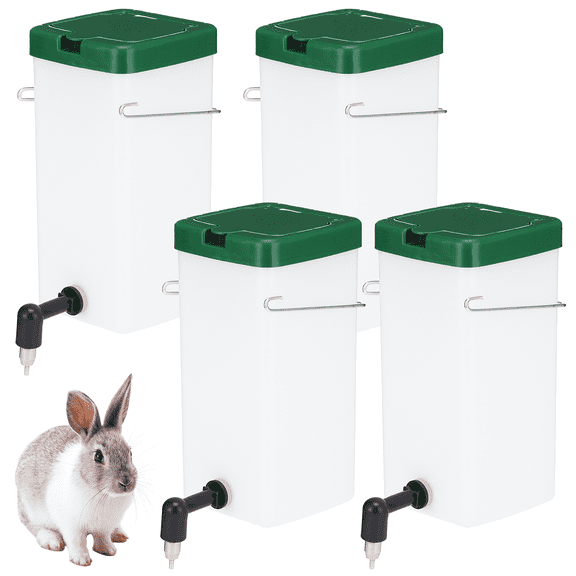 4 Pcs Rabbit Water Bottles for Cage, 32 oz Automatic Spout Drinkers |Leak-Proof Metal Drinking Valve, Secure Cage Mount, Translucent Water Level View, Ideal for Rabbit, Bunny, Ferret, Hamster