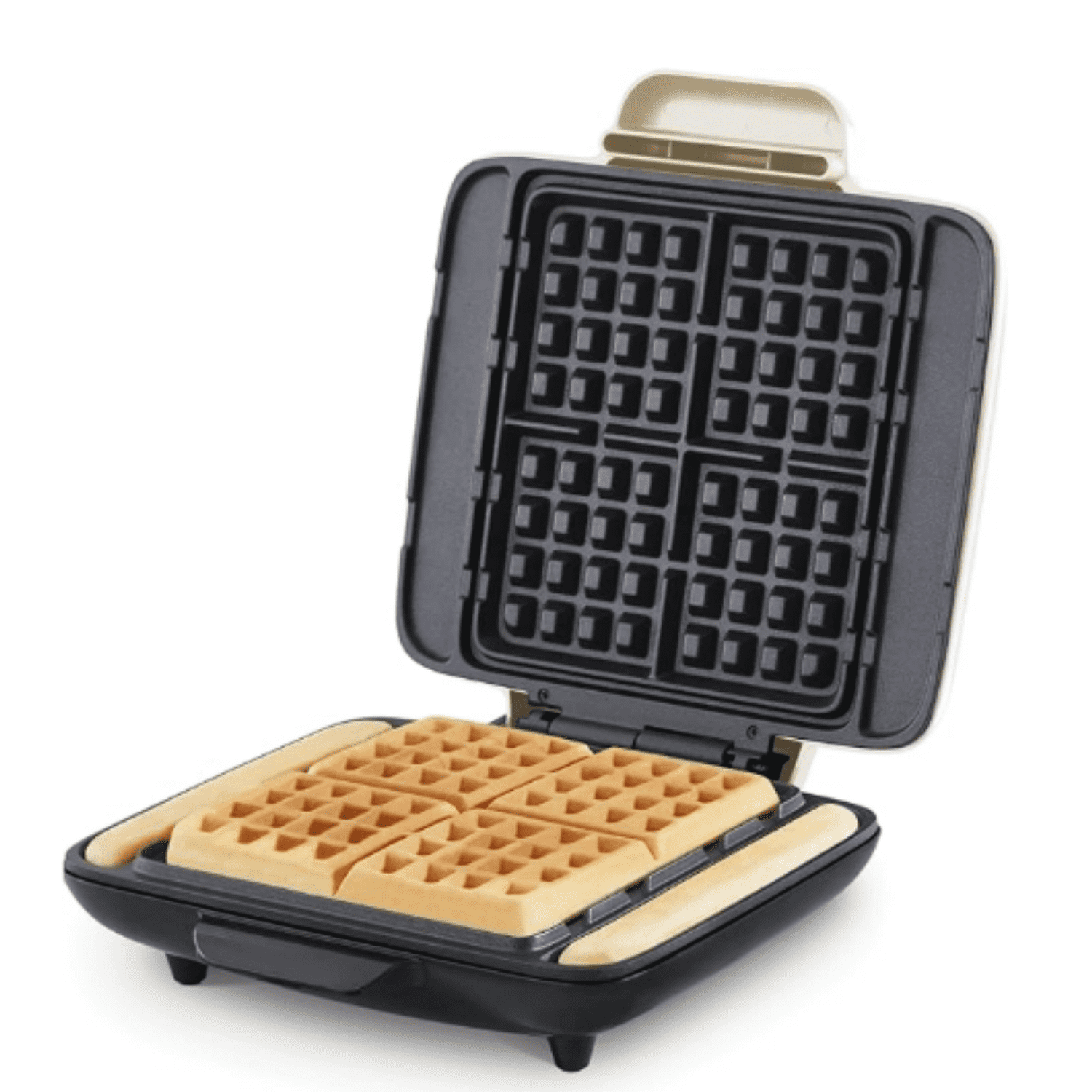 No-Drip Waffle Maker - Four Waffle Molds, Nonstick Waffle Iron with Quick Heat-Up, Nonstick Surface - Perfect Waffle Maker for Kids and Families, Just Add Batter