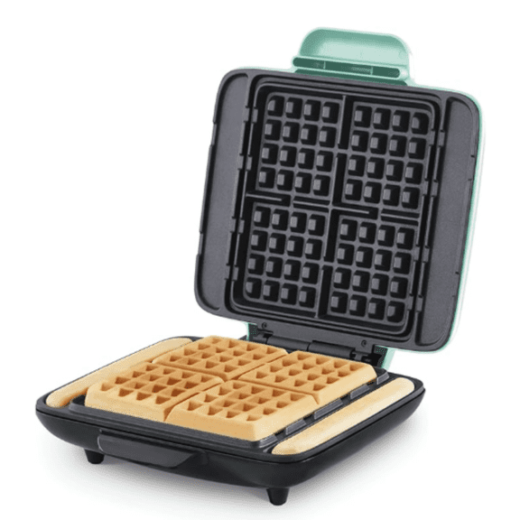 No-Drip Waffle Maker: Waffle Iron 1200W + Waffle Maker Machine For Waffles, Hash Browns, or Any Breakfast, Lunch, & Snacks with Easy Clean, Non-Stick + Mess Free Sides - Aqua