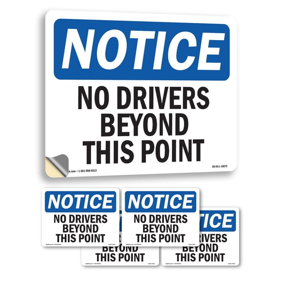 No Drivers Beyond This Point OSHA Notice Vinyl Decal Label 7 Inch x 5 Inch - 5 Pack