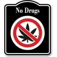 thumbnail image 1 of No Drugs Symbol Prohibition BLACK Aluminum Composite Sign, 15"x18", 1 of 5