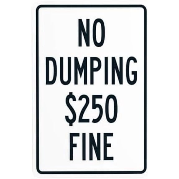 No Dumping $250 Fine Warning,Prohibition Security Metal Signs for Busines Home Outdoor Indoor Road Yard Garage Street Wall Caution Decor 8 x 12 Inch