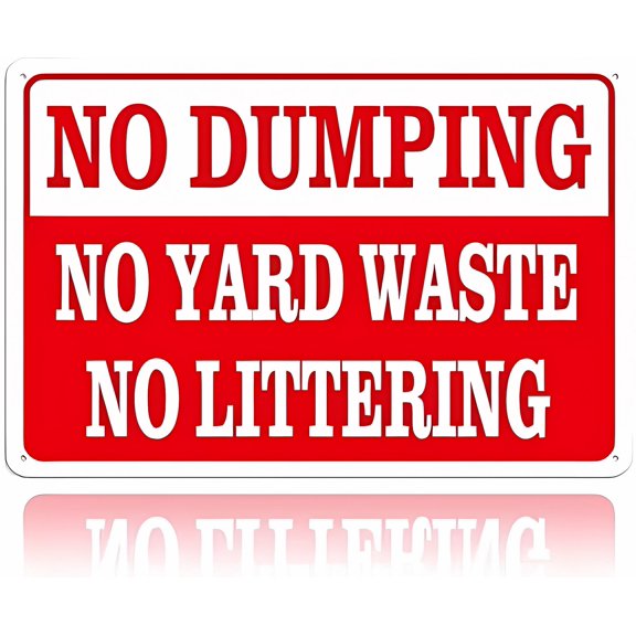 No Dumping Private Property Warning Tin Poster - 12×8 Inches, No Yard Waste No Littering Outdoor Decor