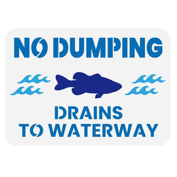 No Dumping Sign - 11.7x8.3 inch Plastic Stencil for Indoor & Outdoor Drains