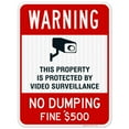 thumbnail image 1 of No Dumping Sign, Video Surveillance Sign, No Dumping Fine $500 Sign,, 1 of 8