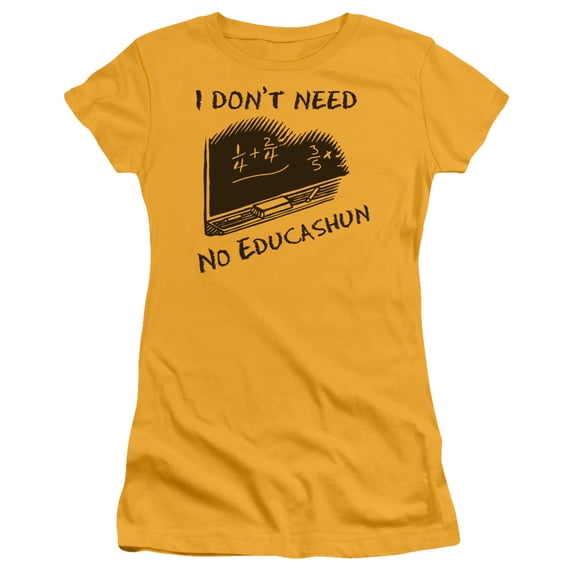 - No Educashun - Juniors Teen Girls Cap Sleeve Shirt - X-Large