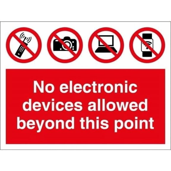 No Electronic Devices Allowed Beyond This Point Signs Metal Sign 8x12 Inch Notice Danger Warning Caution for Outdoor & Indoor