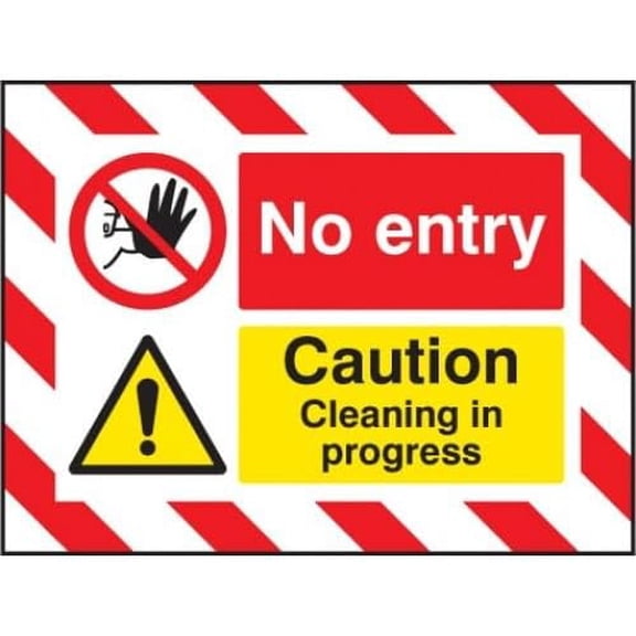 No Entry - Caution Cleaning In Progress - Door Screen Sign Metal Sign Decorative Wall Plaque, 12 X 8 inch