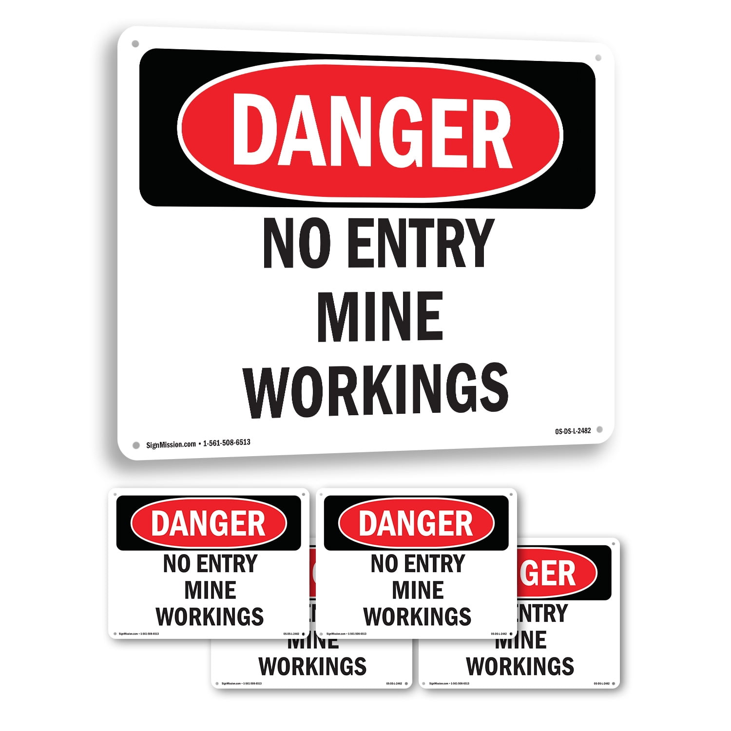 No Entry Mine Workings OSHA Danger Aluminum Sign 18 Inch x 12 Inch - 5 ...