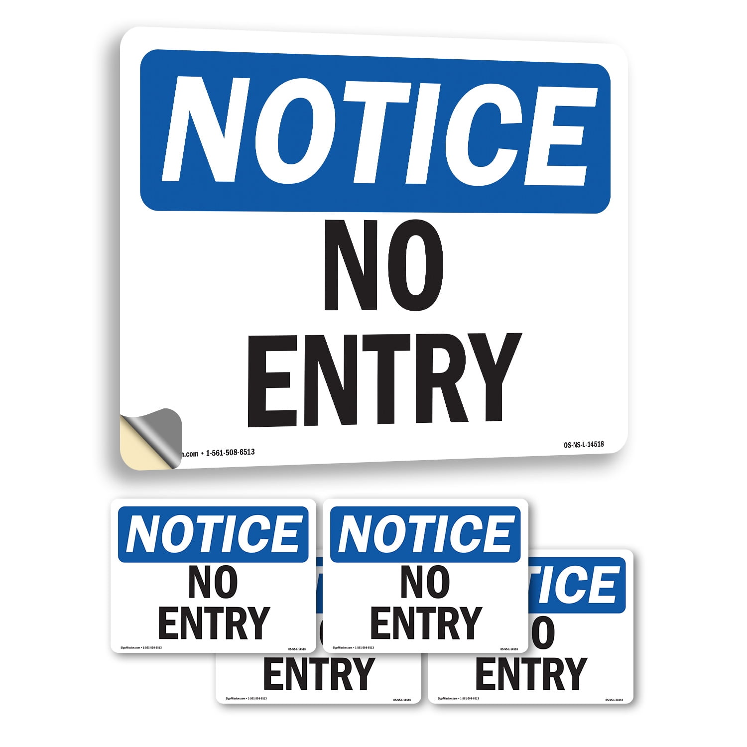 No Entry OSHA Notice Vinyl Decal Label 14 Inch x 10 Inch - 5 Pack ...