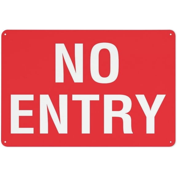 No Entry Red 8"x12" Rust Free Aluminum, Printed With Professional Graphics Easy To Mount, Indoor & Outdoor Use, Red No Entry Marker