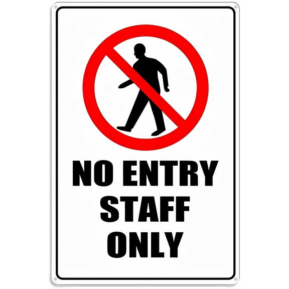 No Entry Staff Only Tin Sign - 8"x12" Vintage Metal Warning Sign, Staff-Only Decor for Home Farm Bar Coffee Shop Club Office Back Area