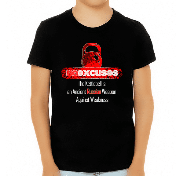 No Excuses Gym Work Out Shirts for KIDS - Graphic Tees for BOYS YOUTH - Vintage Shirts for BOYS