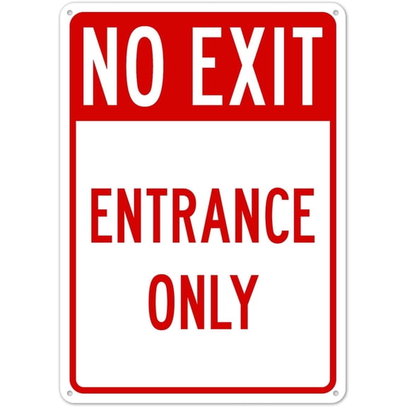 No Exit Entrance Only Sign Metal Sign 12X8 Inches