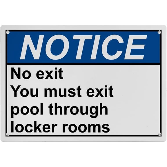 No Exit Pool Locker Room Exit Sign, Industrial Not an Exit Sign 8"x12" UV Resistant for Indoor Outdoor Workplace
