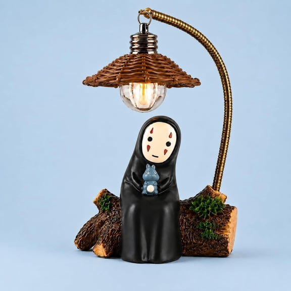 No Face Lamp, No Face Night Light, Mini Resin Anime Desk Lamp, Battery Operated Cute Room Decor Gift for Bedroom Shelf Office