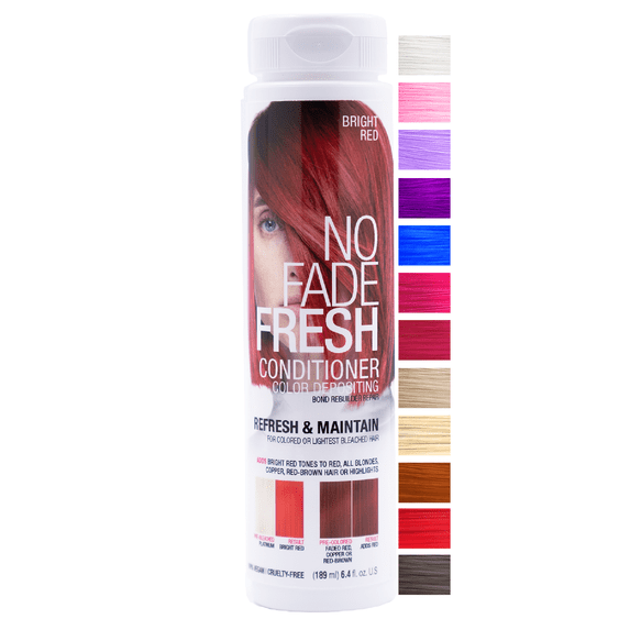 No Fade Fresh Color Depositing Conditioner with BondHeal Bond Rebuilder, Plant-Based, Vegan, Cruelty-Free 6.4 oz - Bright Red