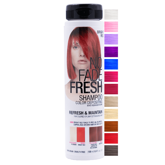 No Fade Fresh Color Depositing Shampoo BondHeal Bond Rebuilder, Plant-Based, Vegan, Cruelty-Free 6.4 oz - Bright Red Hair Color