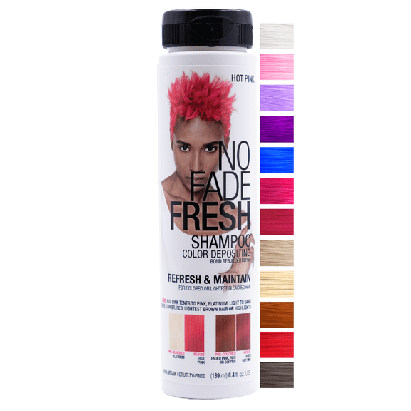 No Fade Fresh Color Depositing Shampoo with BondHeal Bond Rebuilder, Plant-Based, Vegan, Cruelty-Free 6.4 oz-Hot Pink Hair Color