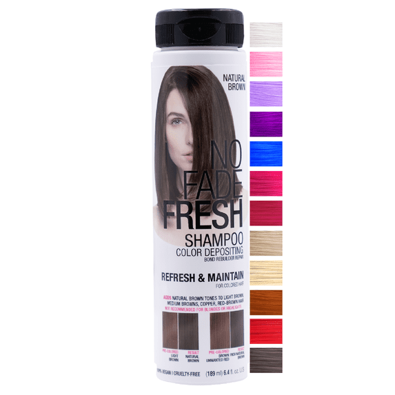No Fade Fresh Natural Brown Color Depositing Shampoo with BondHeal Bond Rebuilder, 6.4 oz