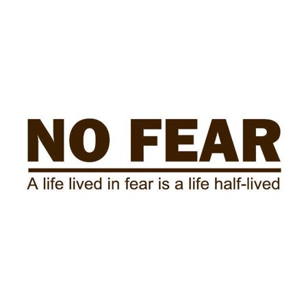 No Fear. A Life Lived in Fear is a Life Half-Lived Vinyl Quote - Small - Brown